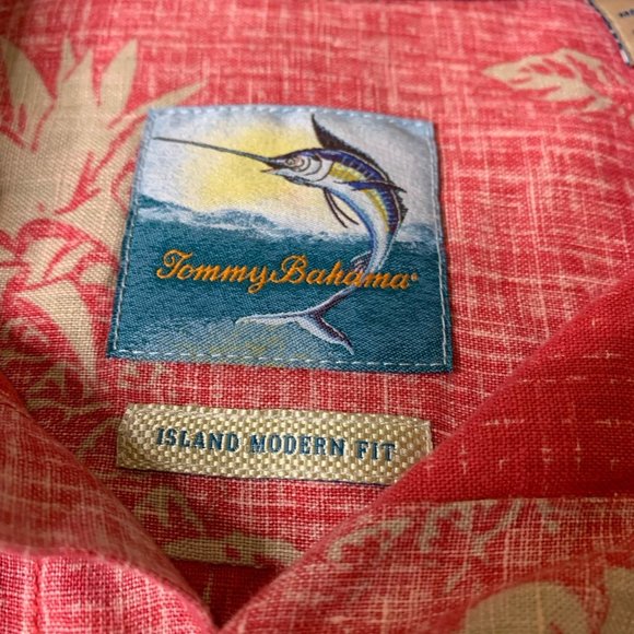 Tommy Bahama Men’s Medium 100% Linen Reverse Print Hawaiian Shirt - Picture 4 of 7